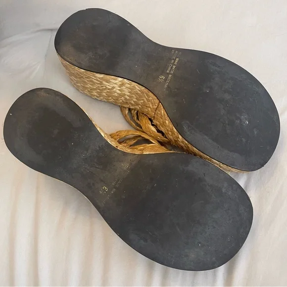 Y2K Steve Madden Chunky Platform Heels Sandals Woven Natural Fiber 6.5 - Picture 7 of 9